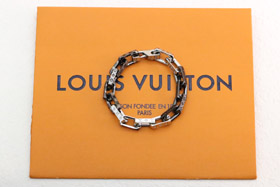 Louis Vuitton LV striped silver and black stitching tempered bamboo bracelet-3627